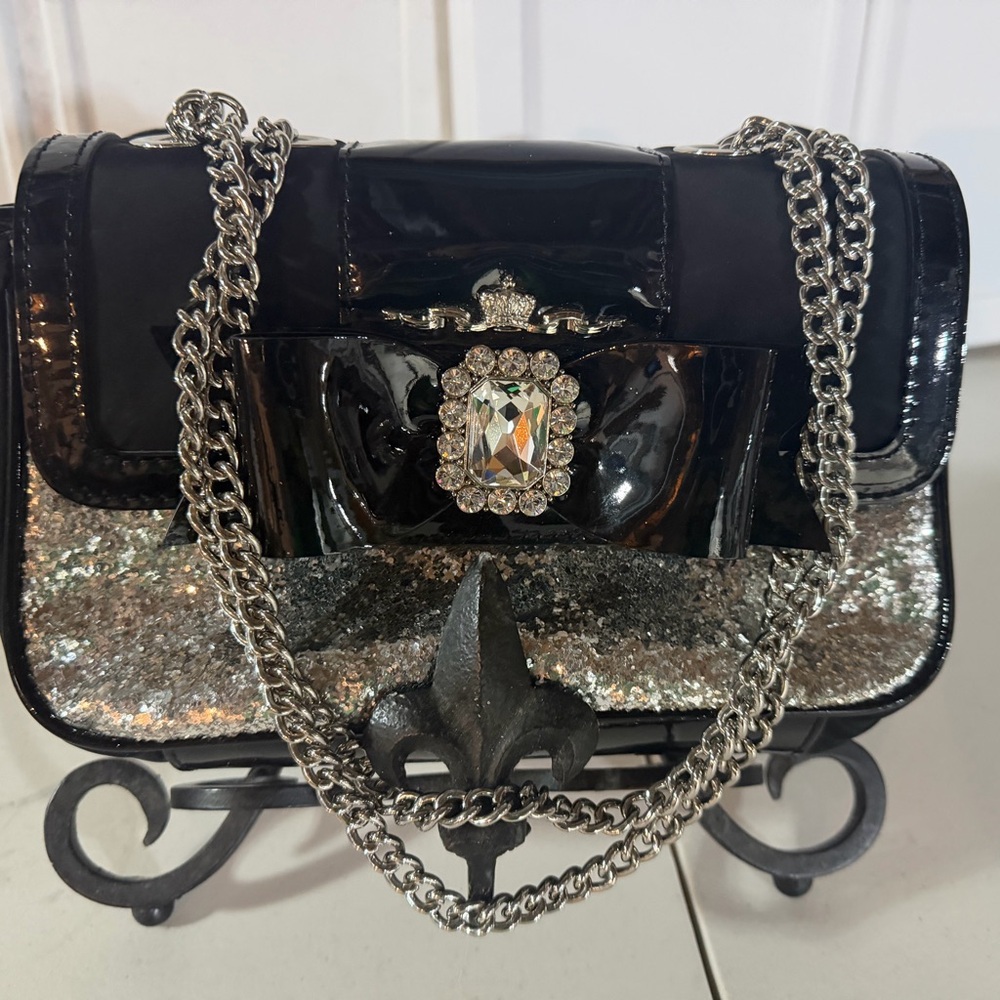 My Flat in London Black and Silver Crossbody Bag - Picture 2 of 5